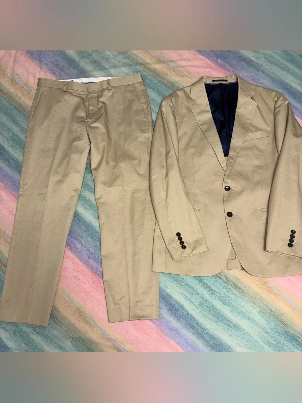 J. Crew Ludlow Slim tan Italian Suit (Jacket/Pants) size 40S cotton